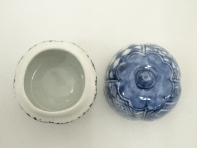  京焼　高野昭阿弥造　染付立瓜香合（共箱）